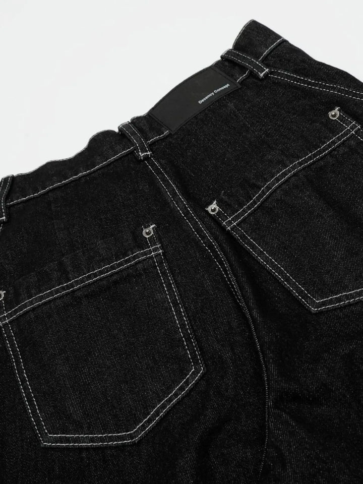 Men's Wide-Leg Jeans with Contrast Stitching