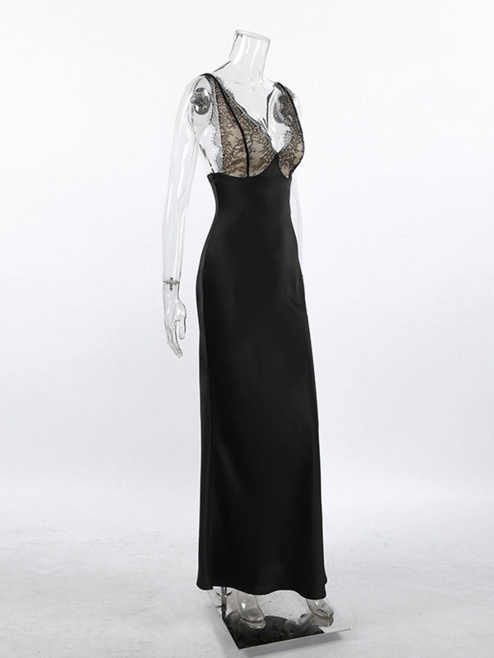 Lace Trimmed Adjustable Strap Midi Dress