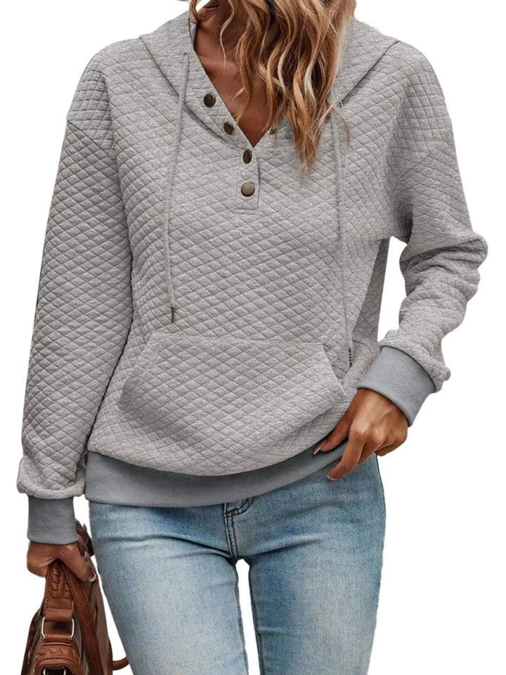 Drawstring Textured Dropped Shoulder Hoodie