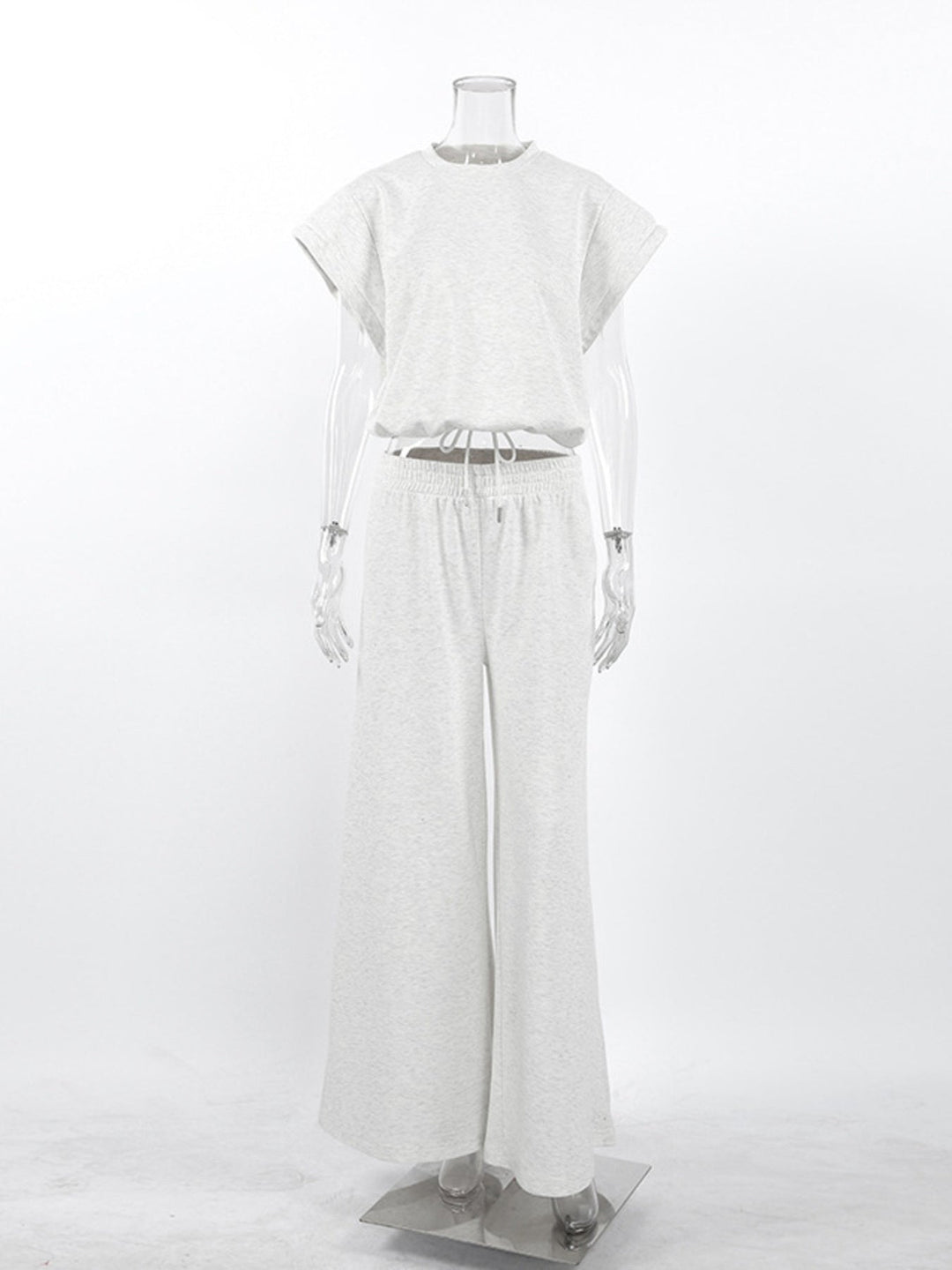 Round Neck Top and Wide Leg Pants Set