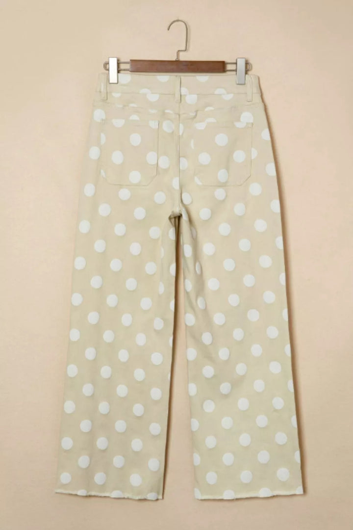 Polka Dot High-Waisted Wide Leg Jeans
