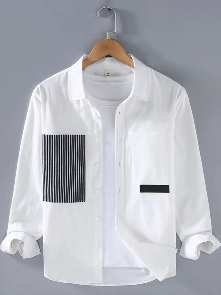 Men's Plus Size Striped Button Up Long Sleeve Shirt