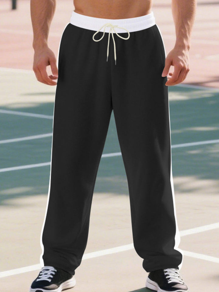 Men's Full Size Side Stripe Wide Leg Pants Plus Size