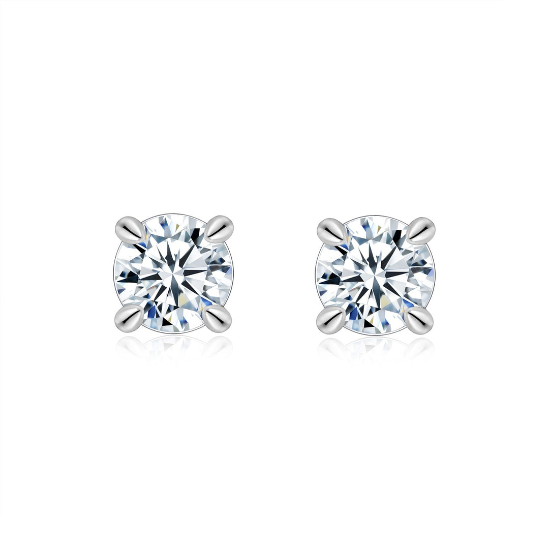 S925 Sterling Silver Moissanite Stud Earrings, 0.5&2ct D-VVS1 4-Prong Basket Pave With Screw Backs, GRA Certificate Gift Box