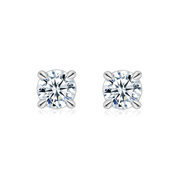 S925 Sterling Silver Moissanite Stud Earrings, 0.5&2ct D-VVS1 4-Prong Basket Pave With Screw Backs, GRA Certificate Gift Box