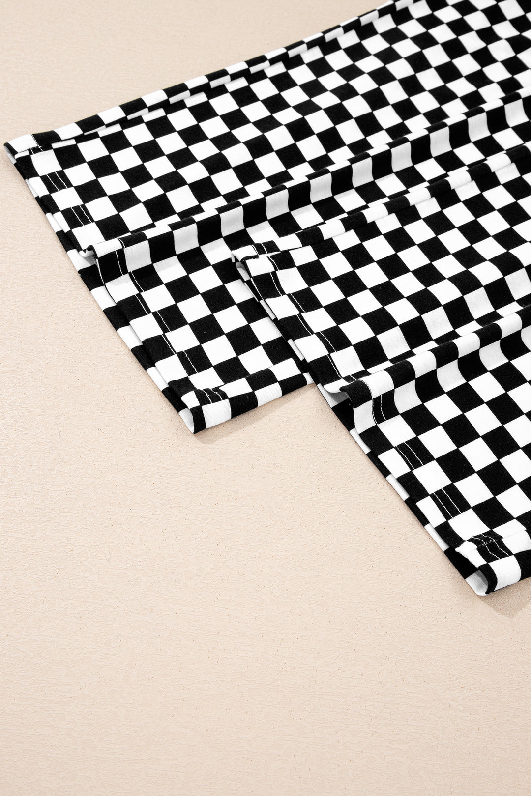 Black Checkered Print Half Sleeve Tee 2pcs Lounge Pant Set