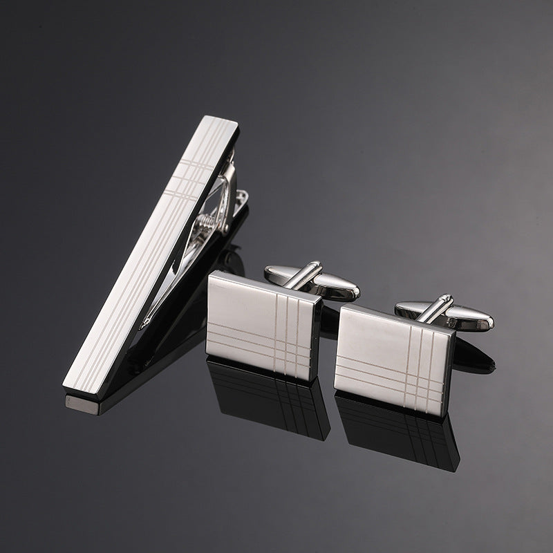 Gold Silver Black Cross Square Brushed Tie Clip