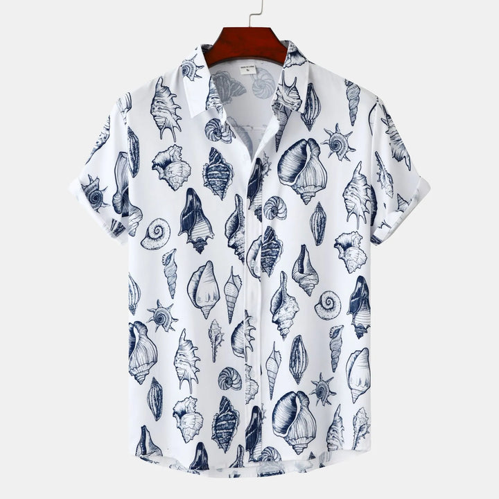 Men's Plus Size Printed Button Up Short Sleeve Shirt