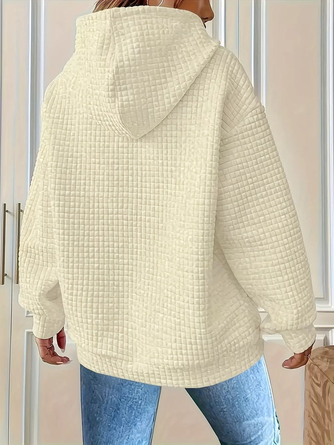 Textured Knit Drawstring Hoodie