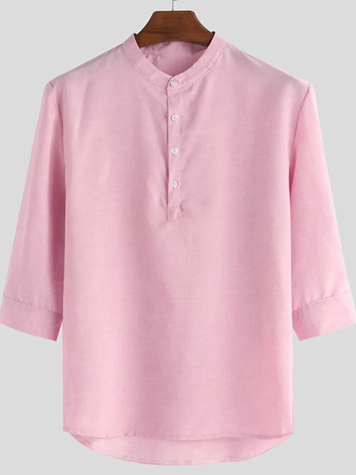 Men's Full Size Casual Button Detail Blouse Plus Size