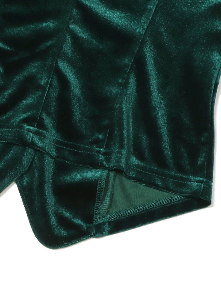 Velvet Lace Trim Button-Down Vest