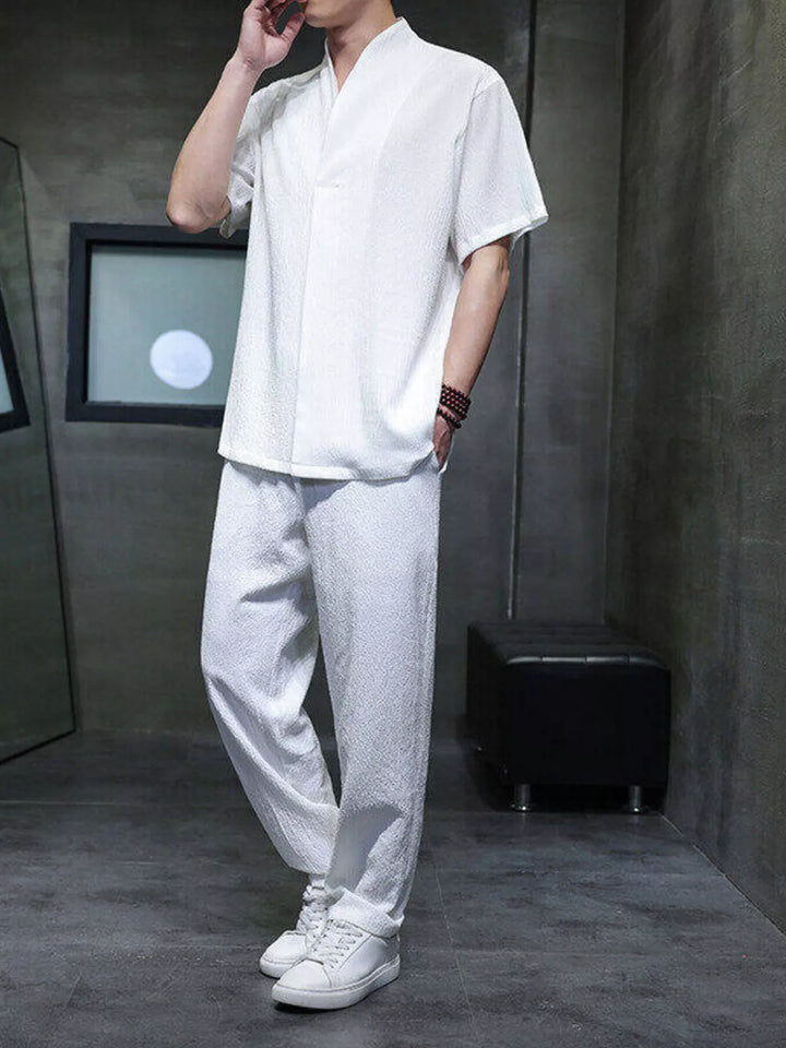 Men's Plus Size Casual Short Sleeve Top and Pants Set