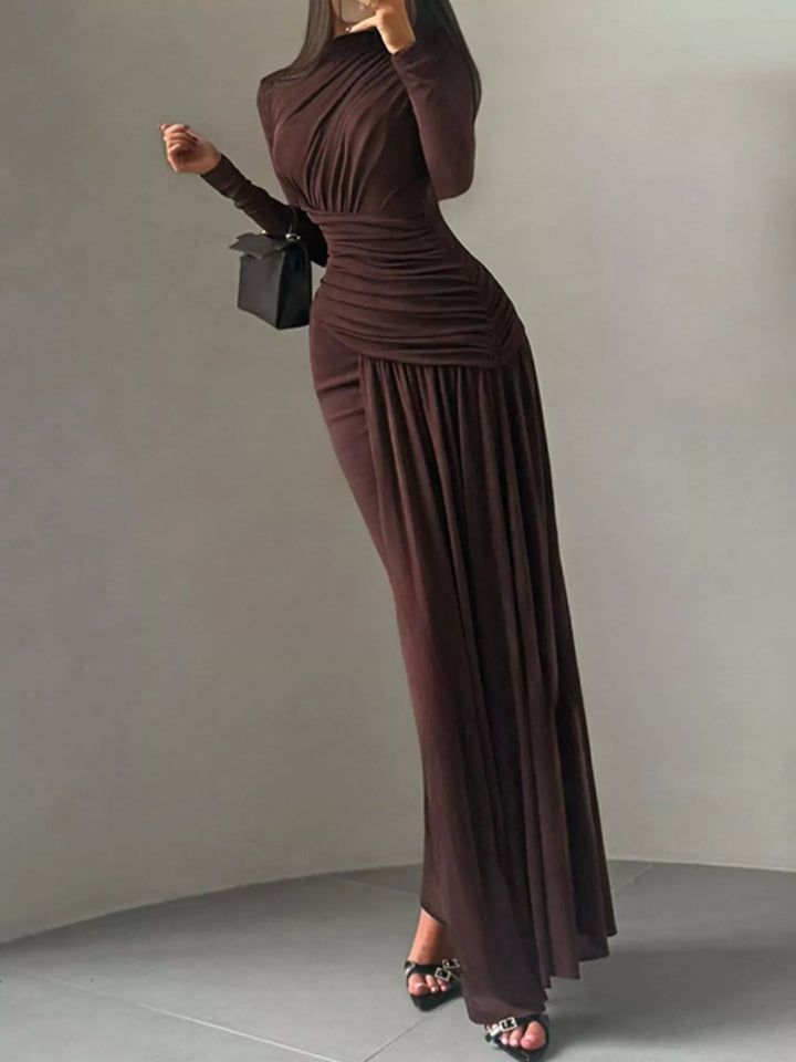 Ruched Long Sleeve Maxi Dress