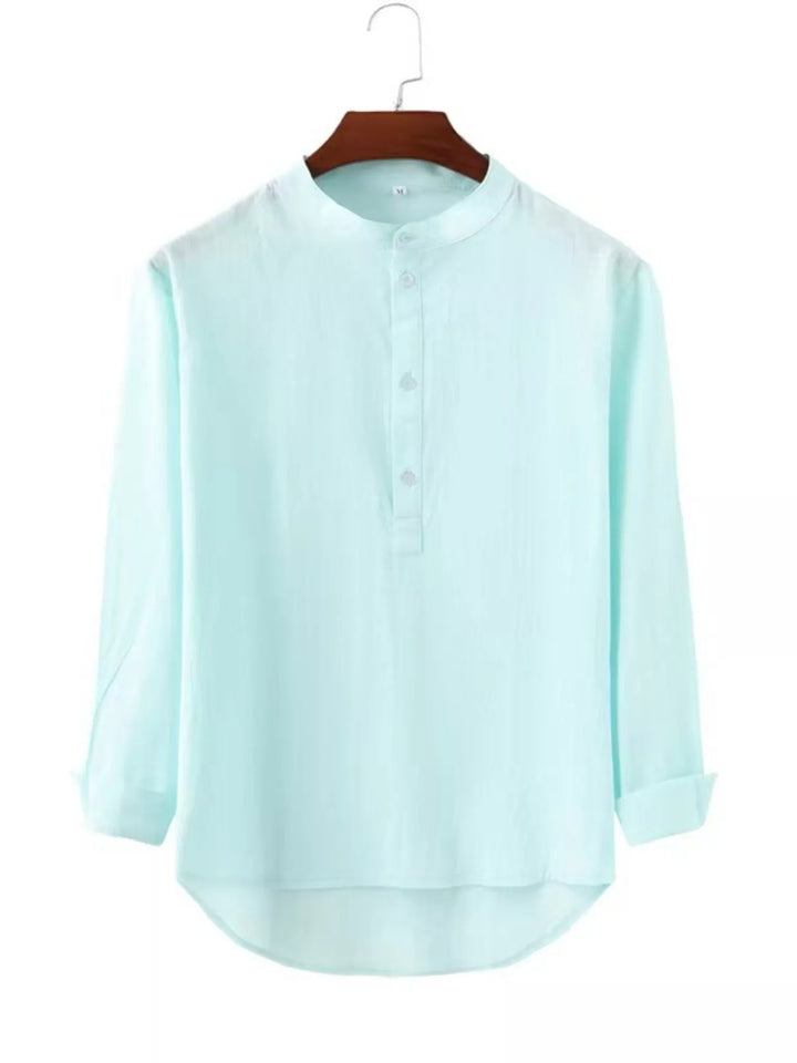 Men's Full Size Button Detail Long Sleeve Shirt Plus Size