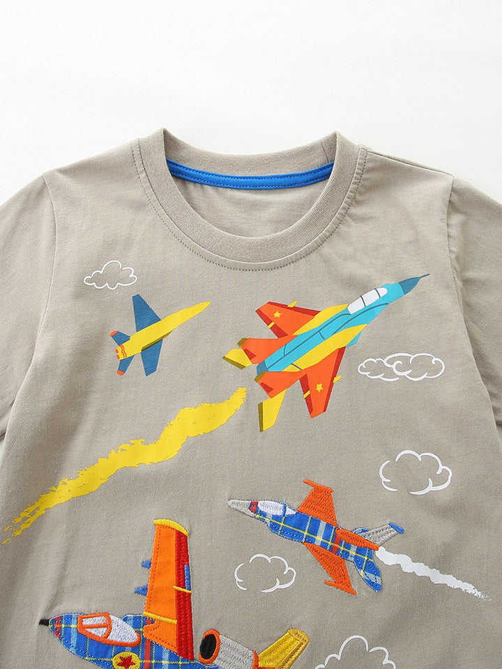 Children's Airplane Graphic Tee & Plaid Shorts Set