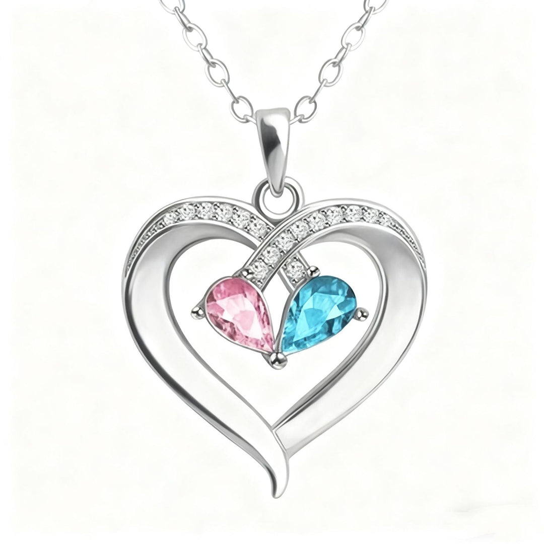 Two-tone Teardrop Heart Pendant Necklace