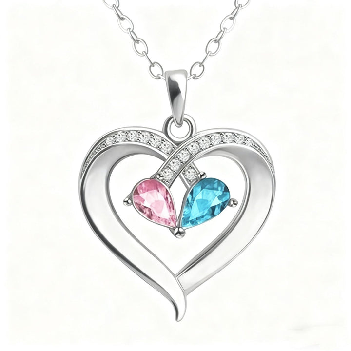 Two-tone Teardrop Heart Pendant Necklace