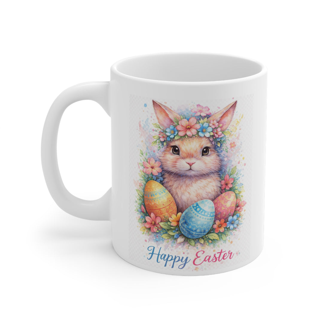 Easter Bunny with Painted Eggs mug | White Ceramic Mug