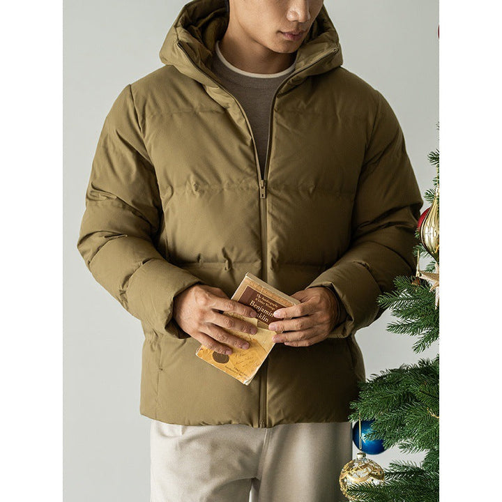 Mens Short Hooded Down Jacket Windproof Waterproof And Warm Coats