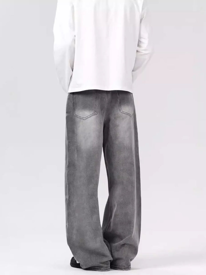 Men's Vintage Wash Wide Leg Jeans