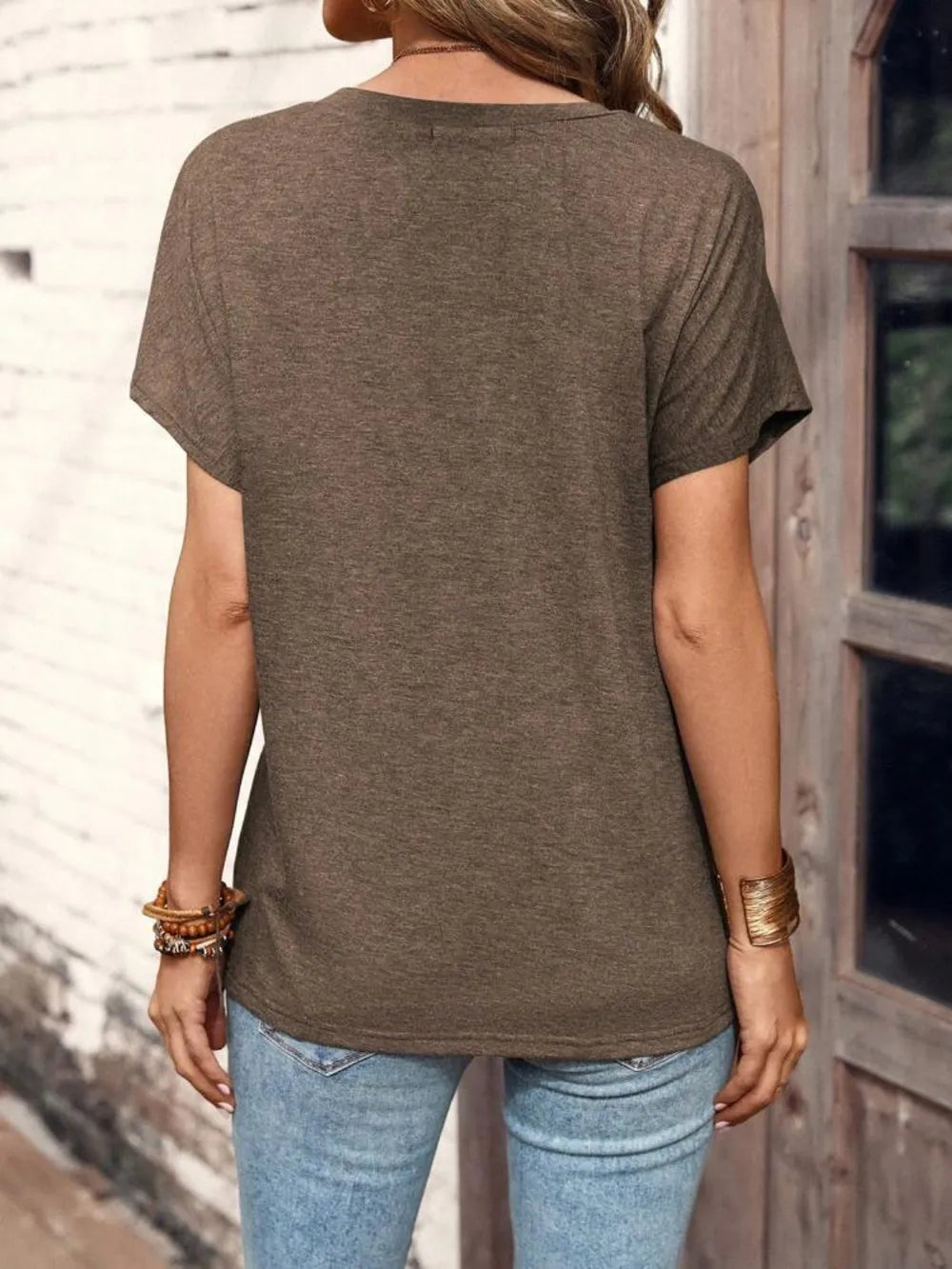 Half Button Short Sleeve Top