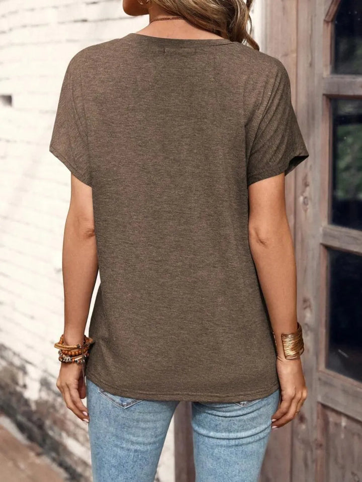 Half Button Short Sleeve Top