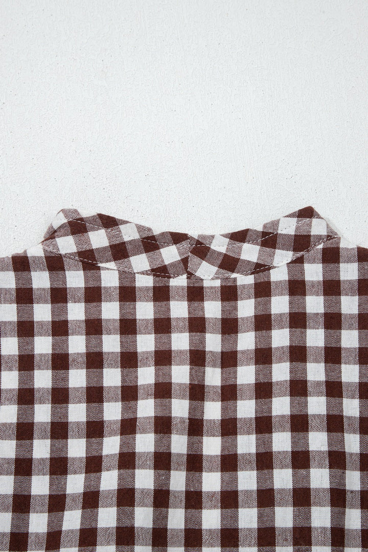 Gingham Zip-Front Midi Dress