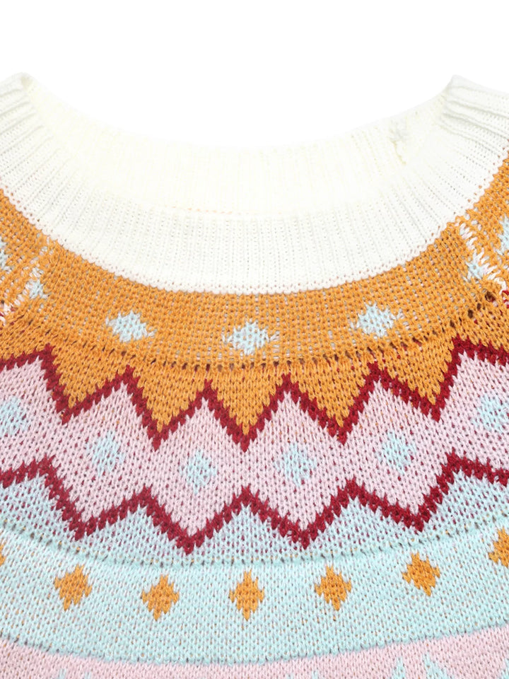 Contrast Round Neck Long Sleeve Sweater