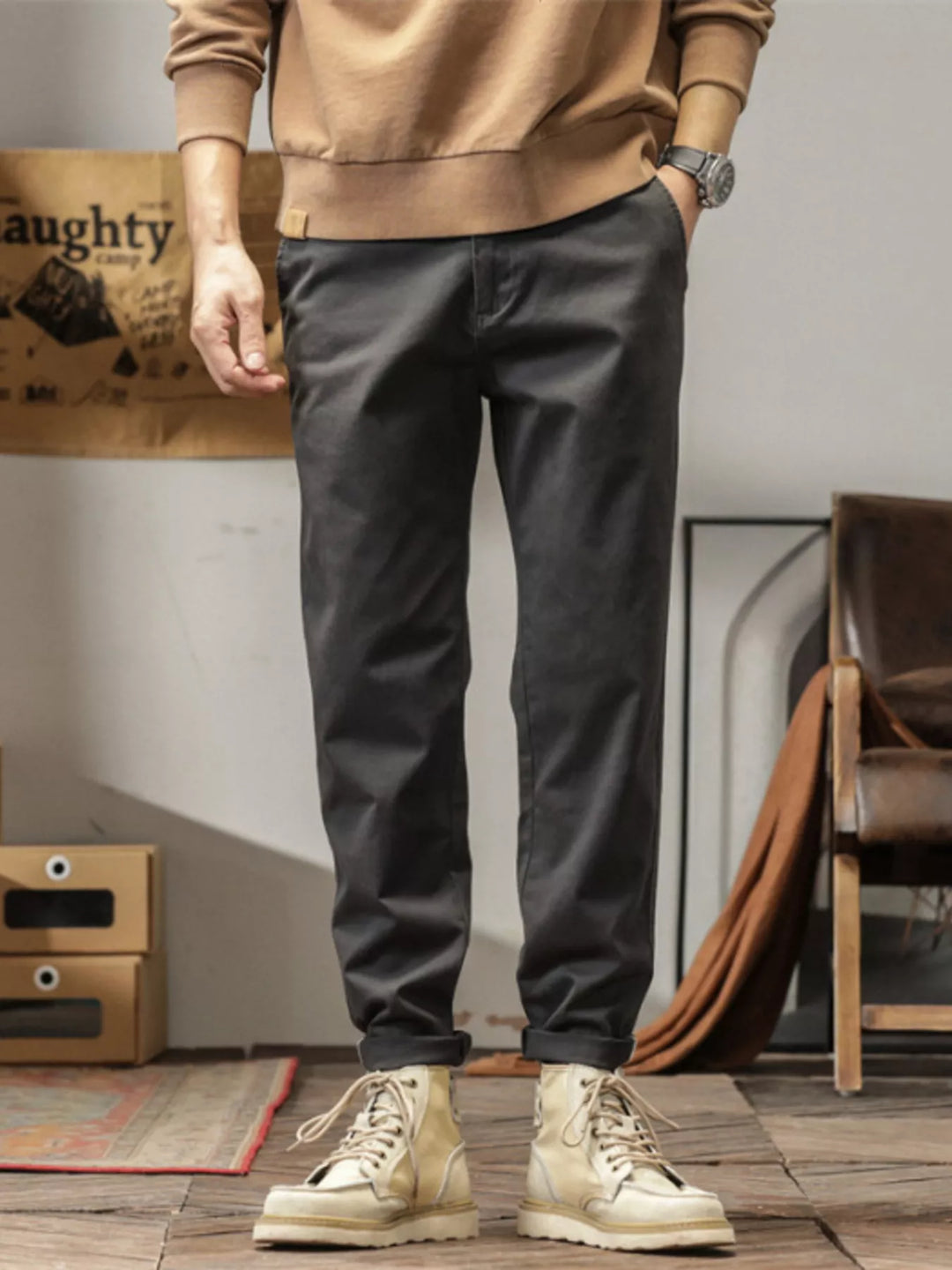 Men's Plus Size Casual Style Slim Fit Ankle Banded Pants