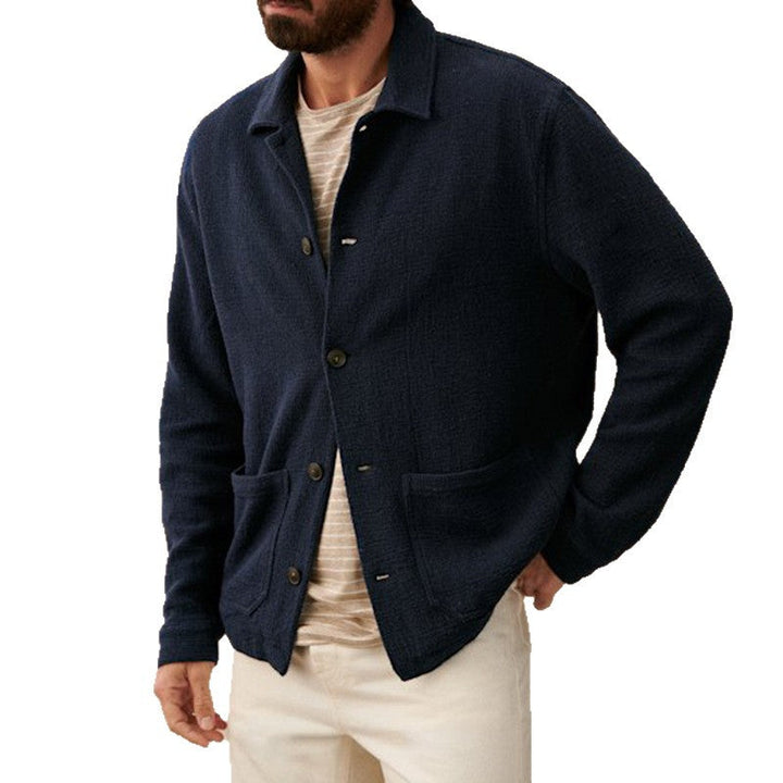 New Fallwinter Mens Casual Knitted Cardigan With A Lapel And Buttons