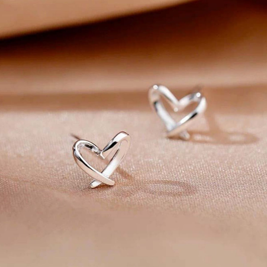 Heart-Shaped Stud Earrings