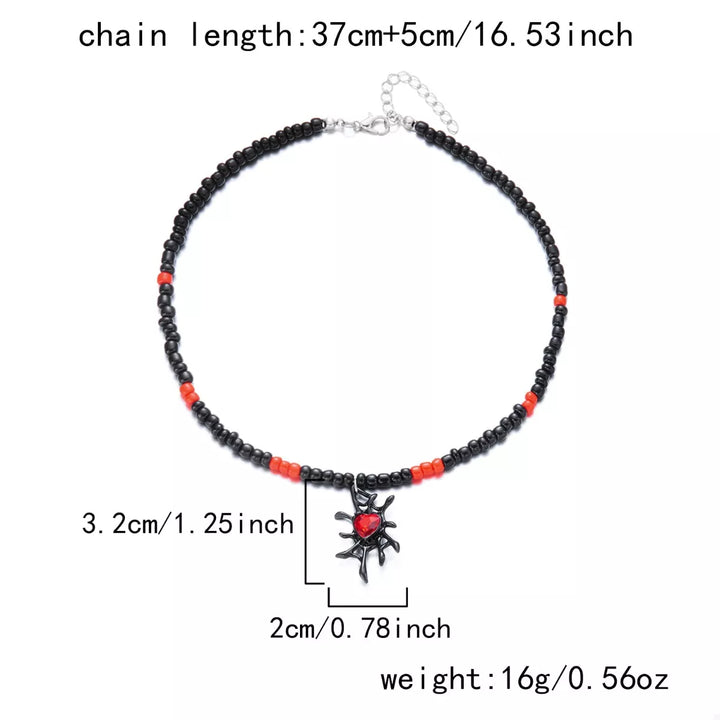 Halloween Spider Web Beaded Necklace