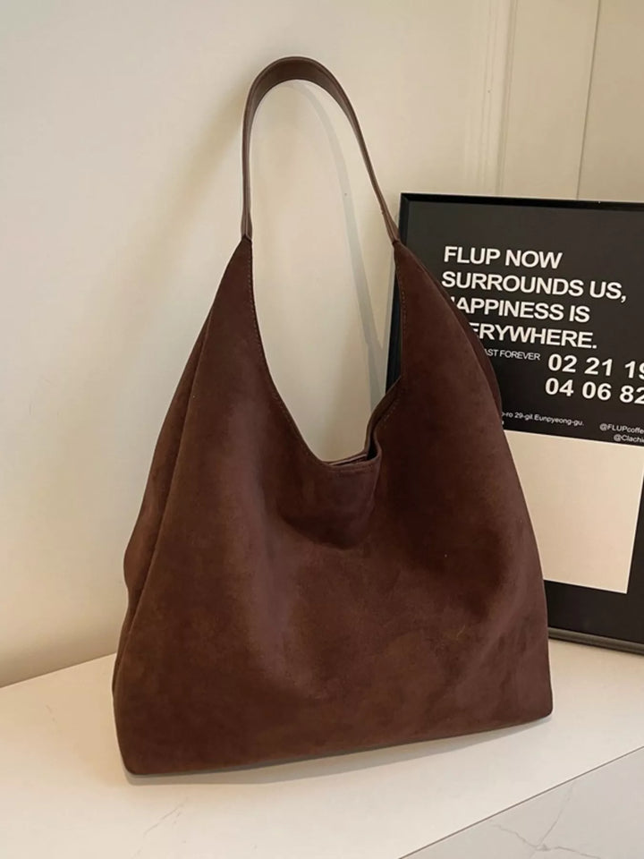 Solid Color Suede Tote Bag
