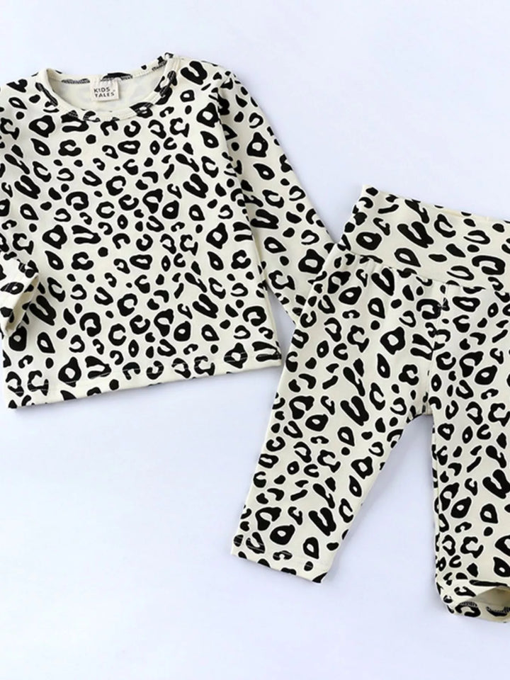 Children's Leopard Print Long Sleeve Top and Pants Set