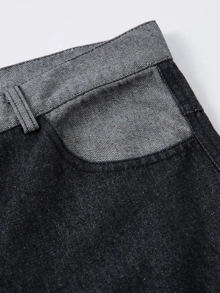 Men's Wide Leg Cargo Jeans with Contrast Panels