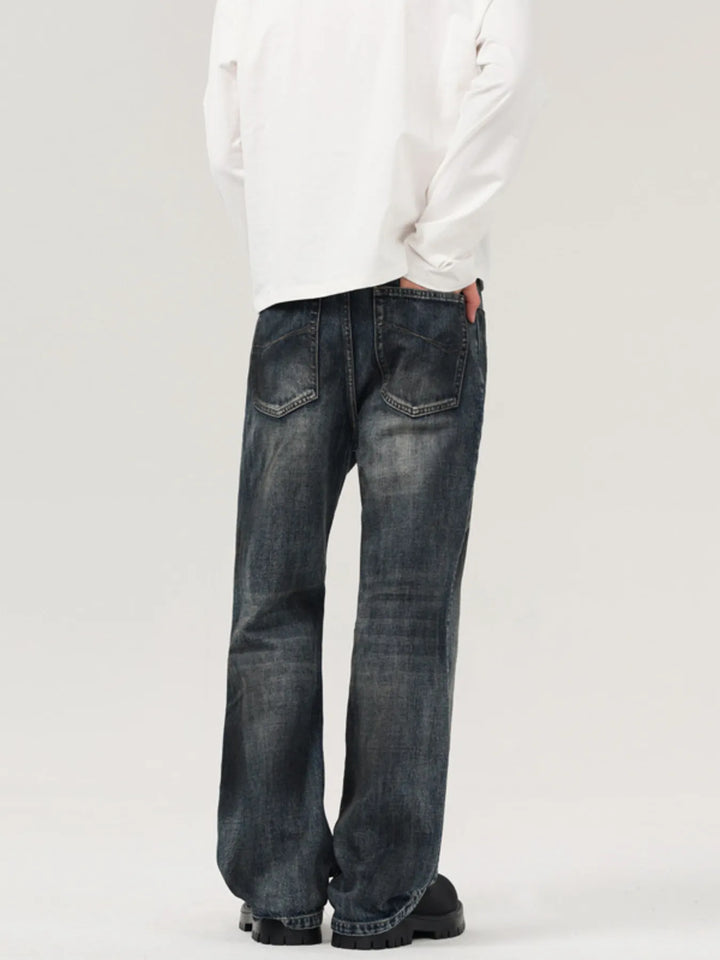 Men's Vintage Distressed Wide Leg Jeans