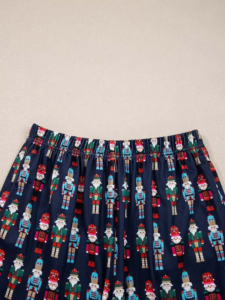 Mama Claus Plaid Letter Tee and Nutcracker Shorts 2pcs Lounge Set