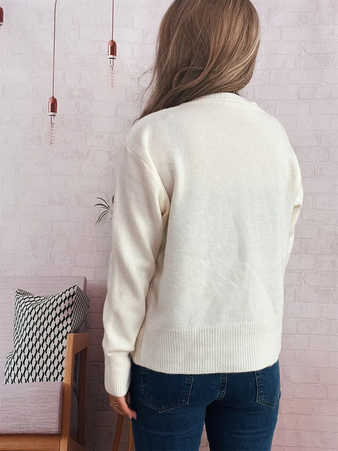 Ribbed Button-Front Knit Cardigan