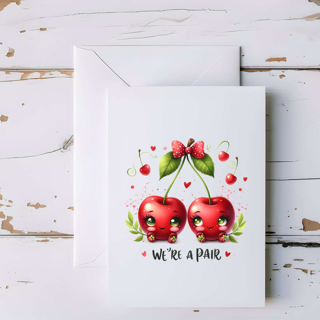 We’re a Pair Cute Cherry Love Greeting Card - 5x7"