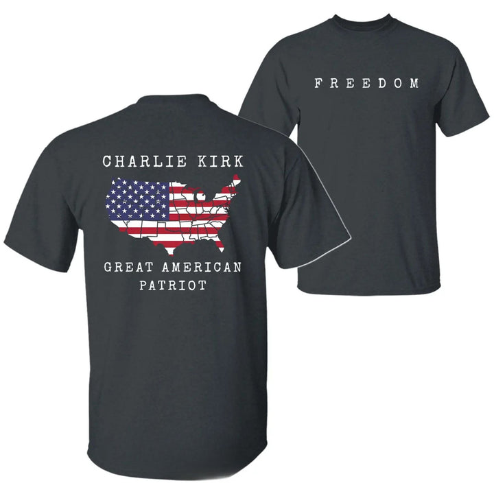 Charlie Kirk "Freedom & True Patriot" T-Shirt - American Statement Tee, Political Fan Apparel