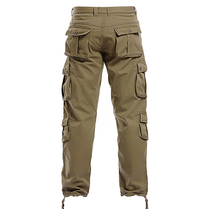 Mens Fleece-Lined Thickened Plus-Size Warm Loose-Fit Work Trousers