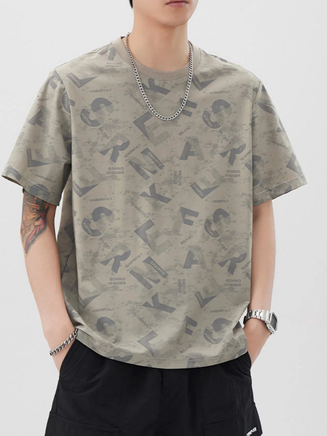 Men's Plus Size Round Neck Graphic T-Shirt