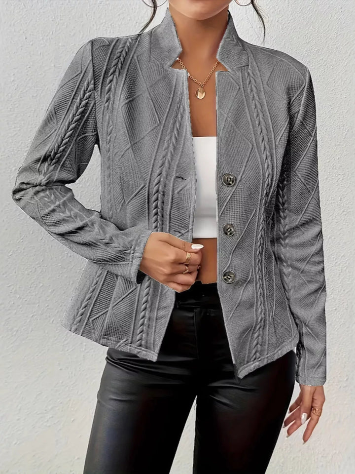 Textured Knit Button-Front Blazer