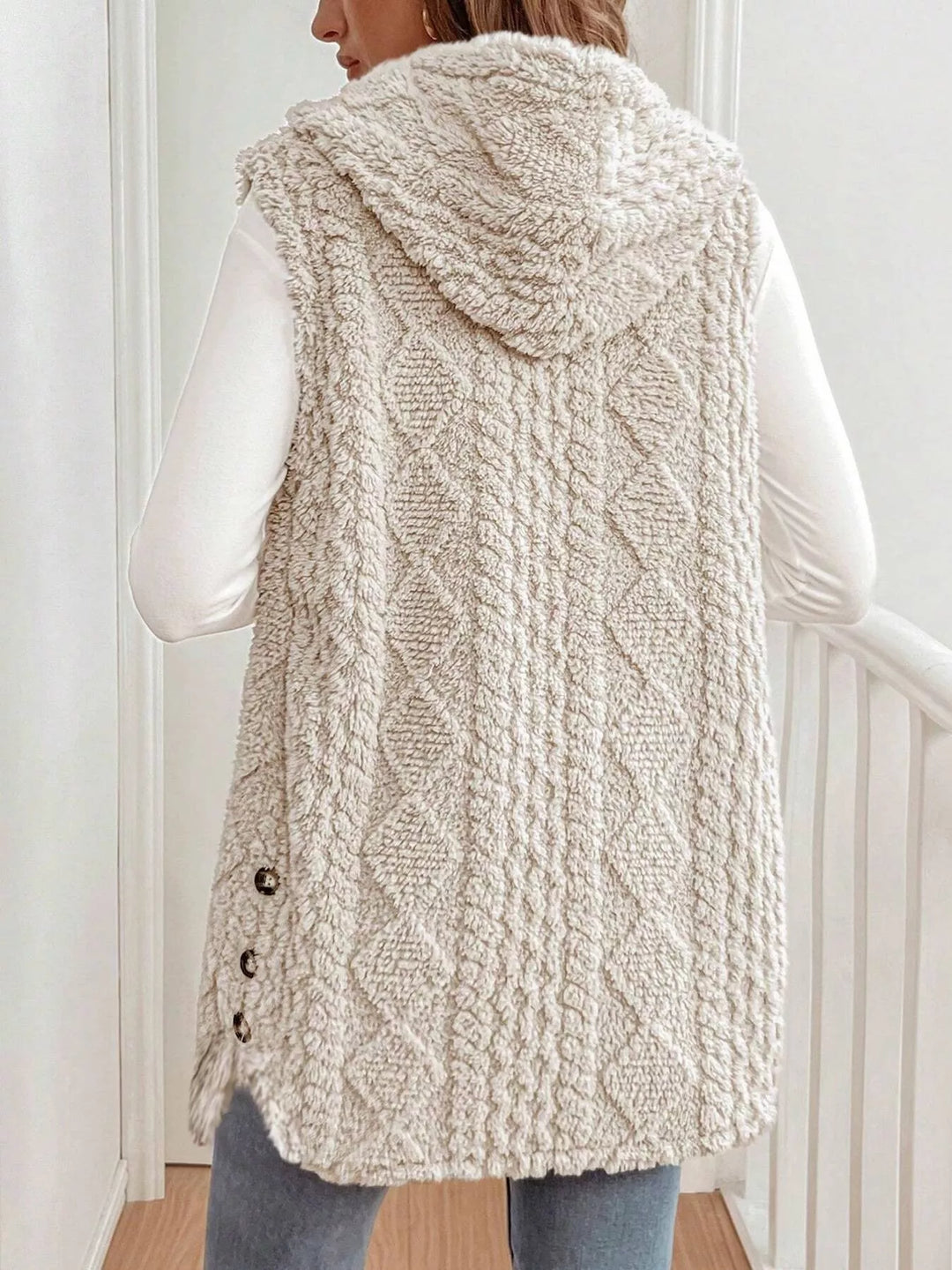 Cozy Sherpa Fleece Hooded Vest Coat