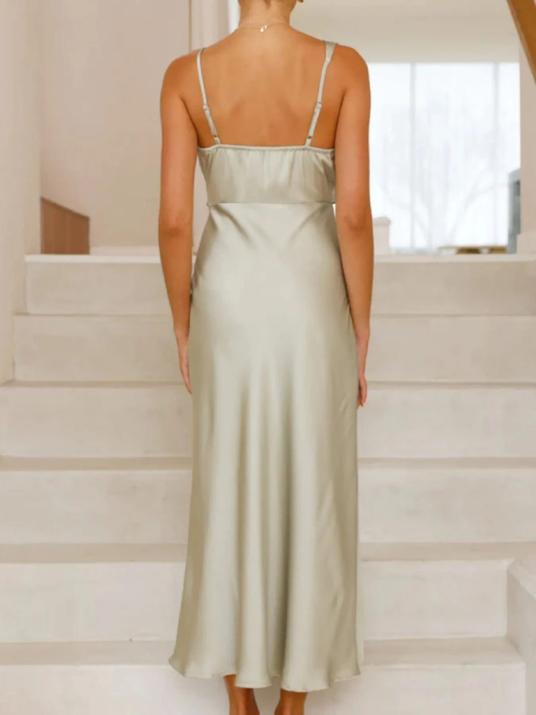 Satin Asymmetrical Midi Dress