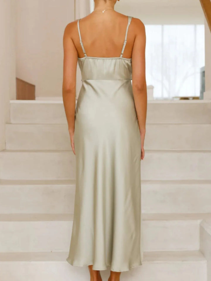 Satin Asymmetrical Midi Dress