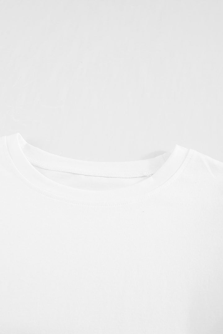 White Hollow Out Ruffle Sleeve T-shirt