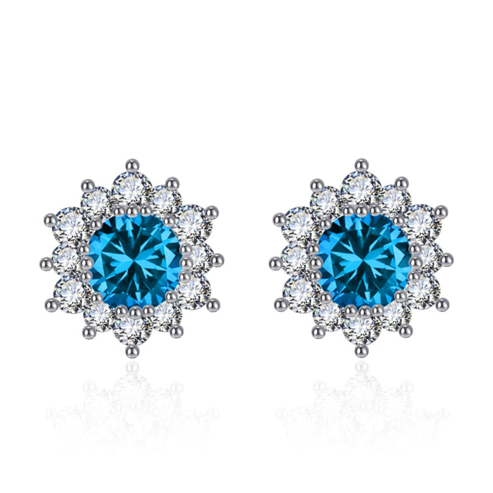 Elegant Full-diamond Snowflake Stud Earrings Pendant Necklace And Ring Jewelry Set