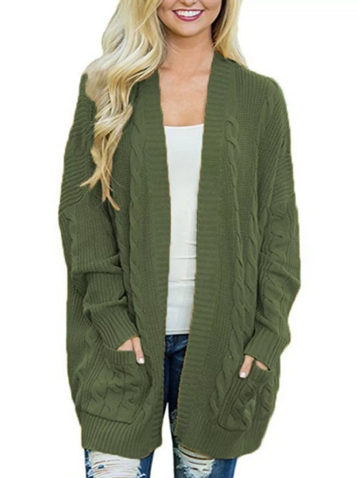 Full Size Chunky Knit Open Front Cardigan Plus Size