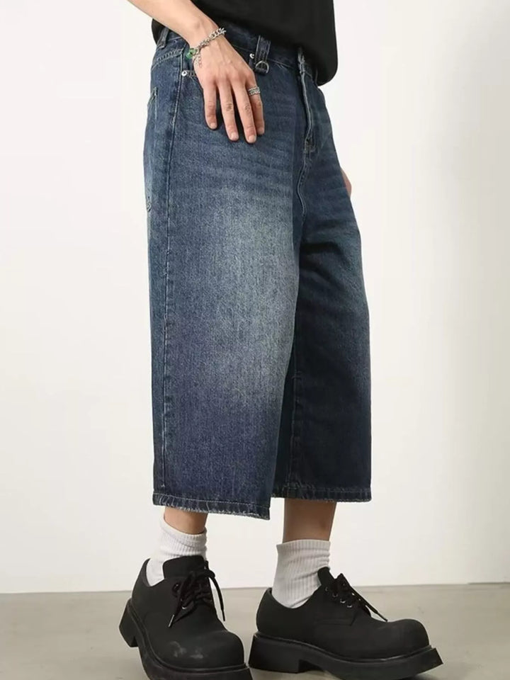 Men's Full Size Wide Leg Cropped Jeans Plus Size